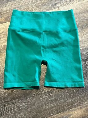 Spiritual Gangster Ribbed High-Rise Bike Shorts - Teal Green